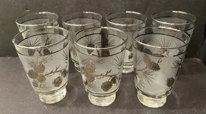 Juego de Vasos Vintage Libbey Glass MCM "Silver Pinecone" - Lote de 7 - Imagen 1 de 10