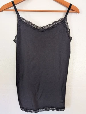 Faded Glory Womens Tank Top Size L Black Lace Witchy Vamp Dark Fairy Whimsigoth - Image 1 of 4