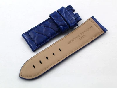 Officine Panerai Cinturino Vero Cocco Blu Lapis 24/22mm Lung.10,5cm/6,5cm Nuovo Foto 1 de 4