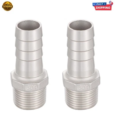 CEAESO "1" Hose Barb Fitting 1" NPT Male 304 Stainless Steel Adapter for Air Water Oil