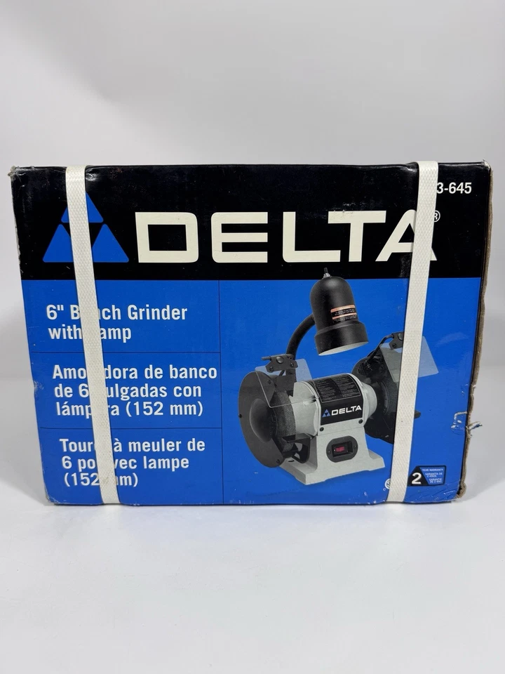 "Amoladora de sobremesa Delta 6"" modelo 23-645 - 3450 RPM 120V 2.5A 60Hz con lámpara NUEVA" Foto 1 de 4