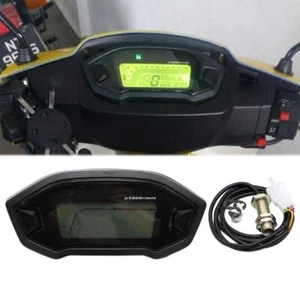 Fit for 12V Universal Motorcycle Speedometer Odometer Tachometer LCD Digit Gauge - Picture 1 of 8