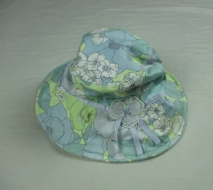 Gymboree Fedora Hat Baby Toddler Girls s/m 2-3T Green floral Flower Lined Summer - Picture 1 of 7