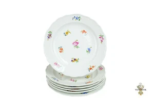 1. Meissen Streublümchen - Pfeiferzeit - 6 Salatteller um 1880 1. Wahl - Bild 1 von 7