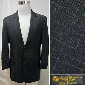 Loro Piana Hickey Freeman Men's 37S Charcoal Gray Grid Plaid Blazer Jacket Coat - Picture 1 of 7