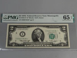 GEM CU ⭐️ 1976 # I 00073838 ⭐ Minneapolis FRN Note PMG 65 EPQ. #44 - Picture 1 of 10