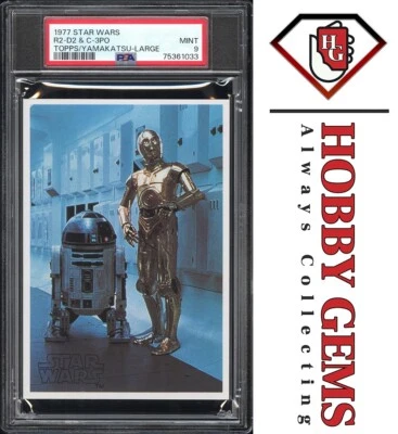 C-3PO R2-D2 PSA 9 1977 Star Wars Topps Yamakatsu Large C2 - Image 1 of 2