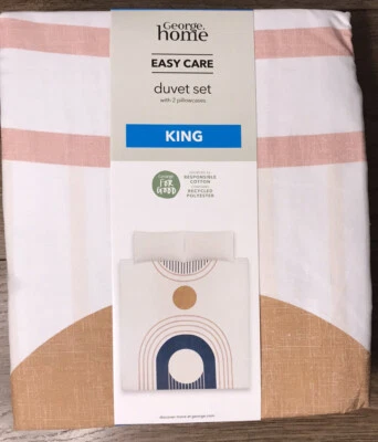 GEORGE Reversible Geometric  King Size Bedding Set NEW - Image 1 of 4