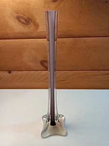 Vintage Pale Lilac - White Inside 12" tall bud vase Purple VGC - Picture 1 of 10