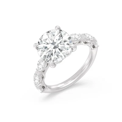 Platinum Diamond Ring Lab Grown Round 2.8 Carat IGI Certified PT950 E F  VS - Image 1 of 4