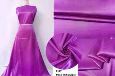 Solid Satin 58" Wide By Yards Silky Charmeuse Scarf Craft DIY Fabric Purple - Image 1 of 4