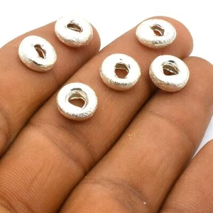 10 Stück 10mm Rondell Gebürstet Perlen Sterling Versilbert Schmuck Herstellung - Bild 1 von 6