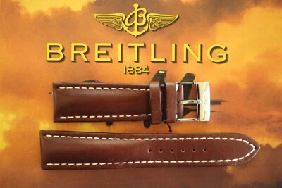 BREITLING 443XL 24-20 MARRÓN ACEITE LENGÜETA DE PANTORRILLA HEBILLA CORREA DE RELOJ CORREA DE RELOJ E Foto 1 de 4