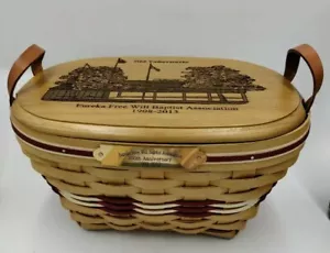 American Traditions Woven Lined Leather handled Basket 11x8x6 signed & dated - Picture 1 of 9