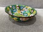 Antique Chinese Early Republic Period Green Cloisonne Bowl w/ Flowers Decoration