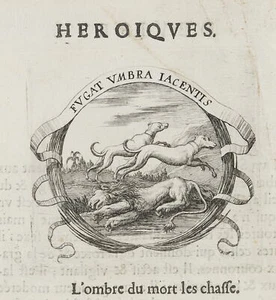 Nach Unbekannt (17.Jhd), Hunde fliehen vor Löwen, 1649, KSt. Barock 1600-1649 - Bild 1 von 4