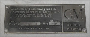 Vintage General Motors EMD Locomotive Railroad Builders Plate 1950 - Picture 1 of 4