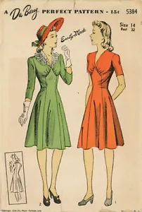 Vestido DuBarry 5384 Paneles con Juntas, Cuello Desmontable Talla 12 COMPLETO AÑOS 40 - Imagen 1 de 6