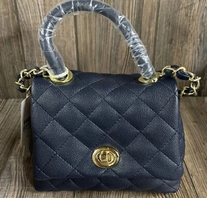 King Bolsa Quilted Mini Top Handle Crossbody BLUE New With tags Super Trendy - Picture 1 of 8
