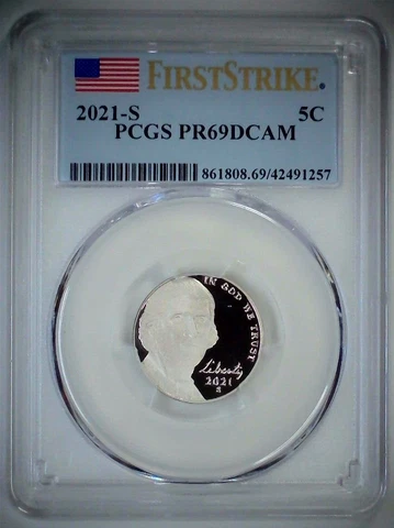 2021-S 5C Jefferson Nickel First Strike  PCGS PR69DCAM  23cac0308 Cover
