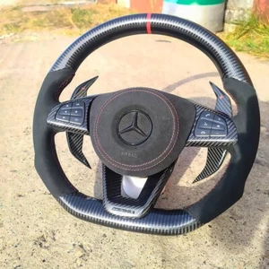 W/heated carbon fiber Steering Wheel Mercedes-benz G63 C43 C63 W221 S63 AMG 20+ - Picture 1 of 6
