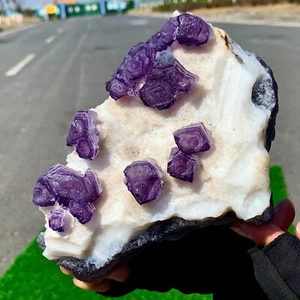 3,06 libbre raro campione di cristallo minerale fluorite cubica trasparente BLU-viola/Cina - Foto 1 di 19