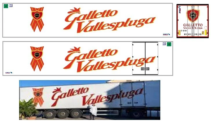 Grafica adesiva "GALLETTO VALLESPLUGA" x semirimorchi Herpa 1/87 autoproduzione - Immagine 1 di 1