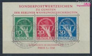 Berlín (oeste) Bloque 1, examinado con Attest usado 1949 Währungsgeschäd(8584450