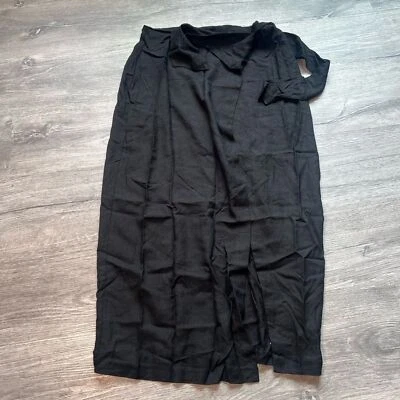 Jason Wu Negro Imitación Abrigo Midi Falda Lino Forrado Abertura Corbata Nueva Sin Etiquetas Talla 6 $325 Foto 1 de 4