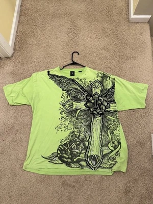 Camisa verde Kani dorada para hombre 3X manga corta 100 % algodón Foto 1 de 2