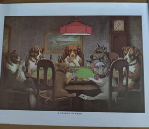 Vintage Arthur A Kaplan A Friend In Need CM Coolidge Poster Litho Print 12" X 16 - Picture 1 of 10