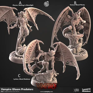 Male Vampire Bats 32mm Paintable Gothic Horror Monster Mini Tabletop Diorama - Picture 1 of 2