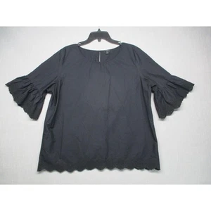 Ann Taylor Factory Black Eyelet Chic Feminine Boho Blouse Womens Size XL - Picture 1 of 10