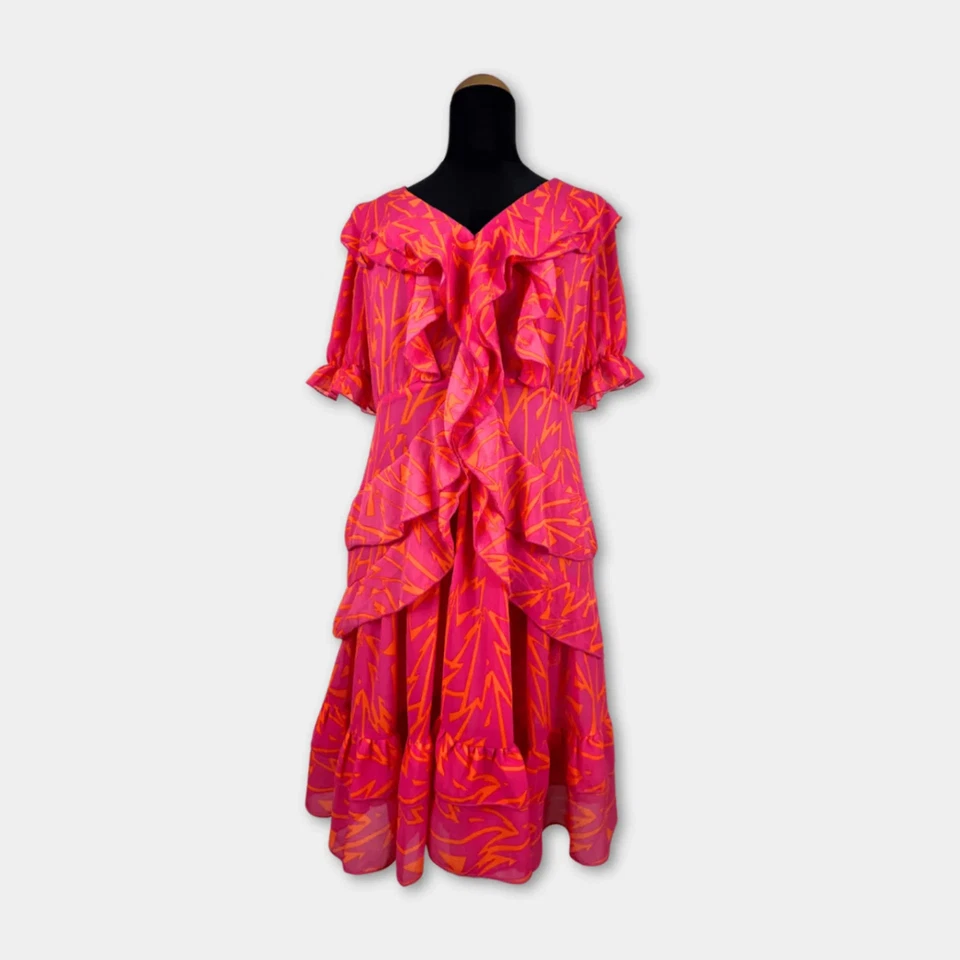 Partykleid Silvian Heach x Marcobologna Damen 42 pink orange Zustand sehr gut - Bild 1 von 4