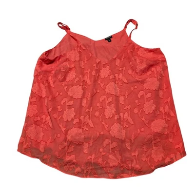 Torrid Size 2X Coral Floral Embroidered Sleeveless V-Neck Cami Tank Top - Image 1 of 4