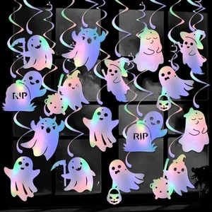 Spooky Halloween Ceiling Ghost Swirl Colorful Halloween Decoration DIY Event - Photo 1/11