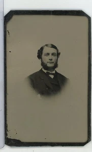 Junger Mann mit Hammelkoteletts im Anzug Tintype Ferrotype - Bild 1 von 2