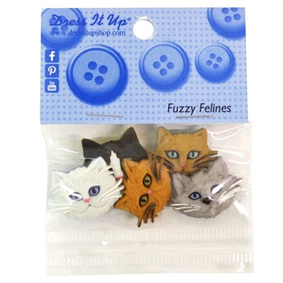 Dress It Up Embellishments-Fuzzy Felines - DIUBTN-5800 - Image 1 of 3