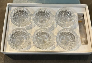 Vintage Clear Japan Cut Glass Open Salt Dishes Cellars Set of 6 OG Box w spoons - Picture 1 of 6