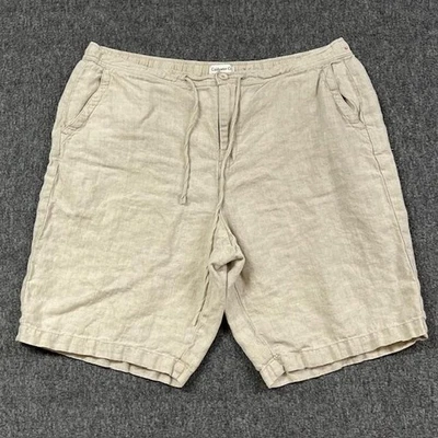 Pantalones Cortos Coldwater Creek Mujer 16 Beige 100% Lino Cintura Elástica Cordón Foto 1 de 4