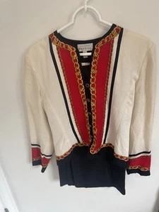 Set completo gonna seta Adrianna Papell vintage nautica Hermes Old Money Vibes taglia 6 - Foto 1 di 12