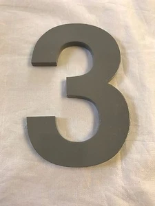 Metallic Aluminum Brush Color Dove Gray: Number 3 - 4" X 2.5" Wall Door Signage - Picture 1 of 1