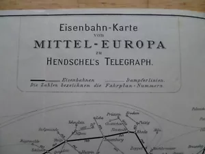 164/ Eisenbahnkarte v. Mittel - Europa Hendschel's Telegraph Dampferlinien 1910 - Bild 1 von 15