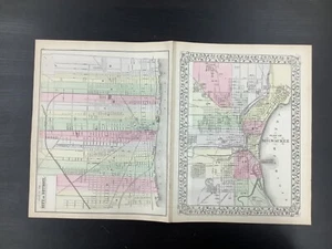1883 S. Augustus Mitchell Maps Of WI, MI, Detroit & Milwaukee 15 x 23.75” - Picture 1 of 6