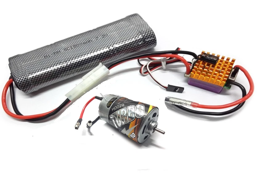 Combo Per Auto Scala 1:10 - Radiocomando Ricevente Motore Regolatore Batteria - Immagine 1 di 1