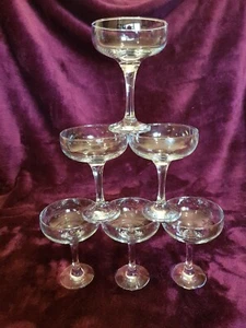 6X Champagne Glasses / Saucers Art Deco Style - Picture 1 of 6
