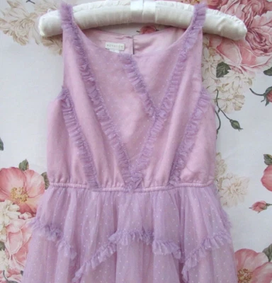 MONSOON NWOT Lilac Pink Frill Embellished Prom Party Occasion Dress 8-9 £50 - Image 1 of 4