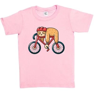 1Tee Kinder Mädchen T-Shirt Faultier auf dem Fahrrad - Bild 1 von 5