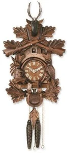 Carved Animals Hunters Cuckoo Clock Made in Germany - Afbeelding 1 van 1