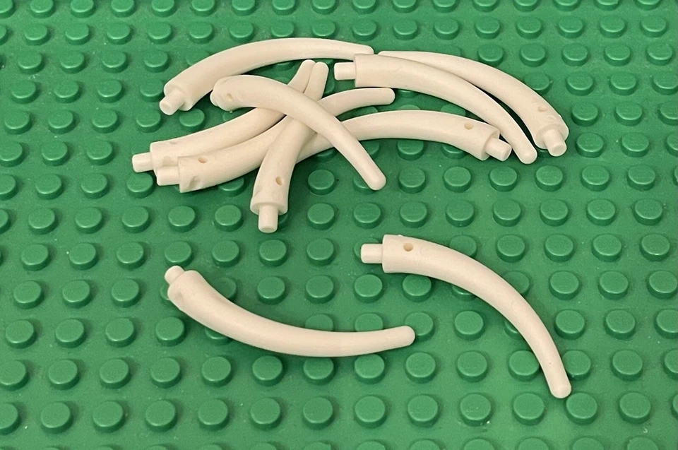 Lego 10 Cuerno Blanco, Ciudad Vida Silvestre Elefante Colmillo / Dientes / Dinosaurio / Cola de Animal Foto 1 de 1